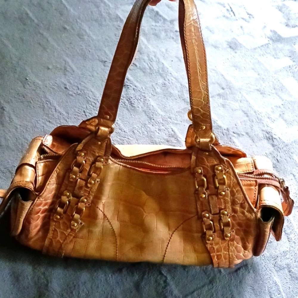 Cole Haan Village Croc Print leather purse